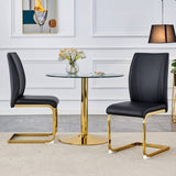 Luxury Simple Arch Chair - Set of 2 BLACK PU Material High Resilience Dining Chair with Arched Metal W1151P154874
