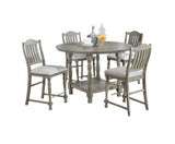 Light Grey Dining Table Round Dining Table 1pc Table Only Open Shelf Acacia Veneer Dining Room B011P193975