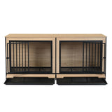 ZNTS Dog Crate Furniture with Two Combined Room, XL Double Dog Cage Furniture with Tray for Medium W420P207590