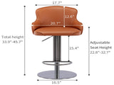 Black Titanium Stainless Steel Bar Stools,Grade Modern Leather Bar Chair with Backrest,Swivel 93711503