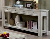 ZNTS Sofa Table Antique White Rustic Solid wood Storage Table Open Shelf Bottom Living Room 1pc Side B01143443