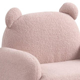 Raelynn 25.5"W Pink Sherpa Bear-Shaped Kids Armchair B061P236754