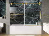 60" W x 60" H Brushed Gold Frameless Single Sliding Shower Door, Bathtub Door, 5/16" Tempered T5595P475184