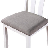 Modern White Solid wood 5pc Dining Set Table 4x Chairs Gray Fabric Cushions Seats Chairs Dining Room B011P230001
