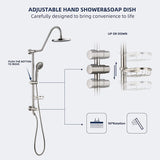 Shower System with Rain Showerhead, 5-Function Hand Shower, Adjustable Slide Bar and Soap Dish for DSAE103BN