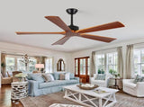 52 Inch Ceiling Fans and Remote, Wood Indoor Outdoor Ceiling Fan for Patios Living Room Bedroom 5 W2878P333280