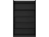 Wooden 6 Layer Modern Open Shelf Bookcase with Top Compartment, Black 91728079