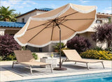 9 ft Boho Patio Umbrella with Tassel Fringe, 30&deg Tilt Outdoor Market Umbrella with Crank & Vent, 48853017
