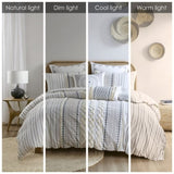 Full/Queen Cotton Printed Duvet Cover Set with Chenille B03596527