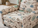 Floral Print push-back Recliner Chair, Upholstered Wingback Accent Chair with Padded Arms and Wooden B2766P587919