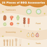 Wooden Barbecue Grill Playset with Play Food Grilling Tools 78162241