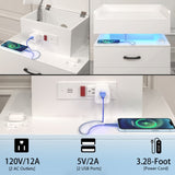 1 Set Nightstand with Adjustable LED Strip Light, 2-drawers, Large Storage Space, Suitable for W368P239008