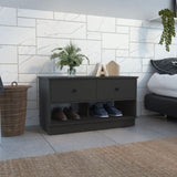 Hamilton Storage Bench, Two Open Shelves, Two Drawers -Black B07091910