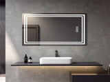 Bright LED Bathroom Mirror 40" x 32" Front Light, 5 Mins Defog, Full HD Reflected, 3 Colors 59867138