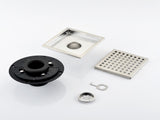 6 Inch Square Shower Drain with Removable Square Patterned Grate, 304 Stainless Steel with Flange 49499527