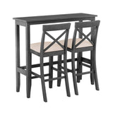 TOPMAX Farmhouse 48"Rectangular Wood Bar Height Dining Set Kitchen Breakfast Nook with 2 Chairs for N717P195018E