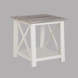 White Brown 3-Piece Set Table Top Cocktail Rectangular Coffee Table and Two Matching Square End B011P244337