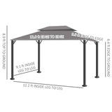 10' x 13' Outdoor Gazebo Aluminum Frame Double Roof Shelter with Netting & Curtains for Patio 13114202