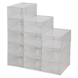 ZNTS Shoe Storage Boxes 12 Pack Clear Plastic Stackable - White 16104791