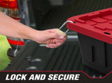 (6 pack)27 Gallon Large Storage Bin with Snap Lid, Black and Red, Heavy Duty Plastic Storage 92377941