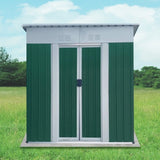 5X3 Feet Small Mini Outdoor Storage Sheds Pent Roof Green With Aluminum Alloy Frame And Sliding Door W2794P281157