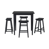 ZNTS Black Finish 29-inch Bar Height Stools Set of 2pc Saddle Seat Solid Wood Casual Dining Home B01151976