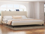 King Size Platform Bed , Metal Bed Frame with Charging Station, No Box Spring Needed, , Noise W636P288882