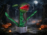 39" Halloween Animatronic Man-Eating Plant Prop, Sound Activated with Chomping Motion & Crimson 90253607