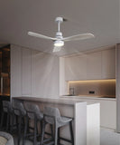 52 Inch Ceiling Fan Light With 6 Speed Remote Silver 3 Wood Blade Reversible DC Motor For Bedroom W93494500