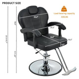 ZNTS Classic Reclining barber Chair Salon Chair for Hair Stylist with Heavy Duty Hydraulic Pump, 360&deg; 19137300