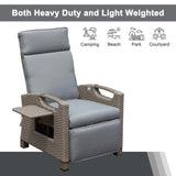 Outdoor Recliner Chair, Patio Recliner with Hand-Woven Wicker, Flip Table Push Back, Adjustable W1859P196424