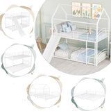Twin Over Twin Metal Bunk Bed With Slide,Kids House Bed White MF313919AAK