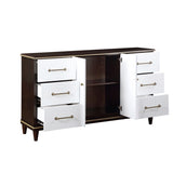 Contemporary White and Cherry Finish 1pc Dresser of 6x Drawers 2x Shelves Modern Bedroom Furniture B011P149133
