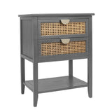 2 Drawer Side table,Naturel Rattan,End table,Suitable for bedroom, living room, study W68858074
