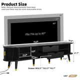 Wooden Oval Fluted TV Stand with Charging Station for TV up to 80", Mid-Century N721P297567B