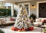 7 FT PreLit Flocked Artificial Christmas Tree, PreStrung LED Lights with White Plastic Ornament N769P523100W