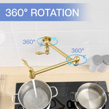 Pot Filler,Wall Mount Commercial Pot Filler Faucet,Brass Material Kitchen Folding Faucet,Coffee W1932P356541