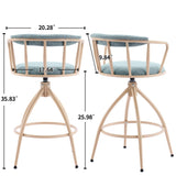 2 Pcs Blue Chenille Swivel Bar Stools with Khaki Powder-Coated Metal Legs 51286050