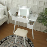 Vanity Desk Set with LED Lighted Mirror & Power Outlet, Flip Top Makeup Vanity Table with Drawers & W2837P197840