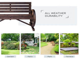 2-Person Seat Bench with Backrest Wooden Wagon Wheel Bench, Rustic Outdoor Patio Furniture-AS 85717826