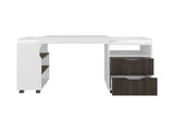 Extendable Desk, 2 Drawers, 4 Shelves, 4 Wheels B097P296841