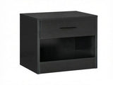 Black Wood Grain 2-Piece Side Table Set End Table with Drawer and Spacious Storage Shelf 58193430