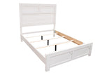 White Color 1pc Queen Size Bed High Headboard MDF Particle Board Bedroom Furniture Bedframe Unique B011137846