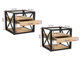 Set of 2 Modern End Table with Drawer - Nightstand for Bedroom & Living Room, Natural Wood MDF & W241P246921