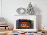 43" Shaker White Fireplace Media Console, Single Mantel with RGB Lights for 18" Fireplace Insert 58783641