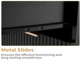 Bedside Table with 2 Drawers Featuring Wavy-Patterned Front P2 Density Board Triamine Sticker 50105666