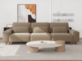 Khaki Chenille Deep Seat 3-Seater Sofa with Brushed Stainless Steel Cup Holders and 3 Decorative 41013323