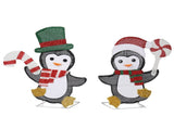 Set of 2 Lighted Penguin and Candy Cane Christmas Decorations, Pre-lit 2D Holiday Decor with 80 Warm 29753640