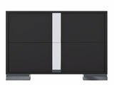 Elegant Nightstand with Metal Foot, Mirrored Bedside Table with 2 Drawers for Bedroom, Living Room, 22446657