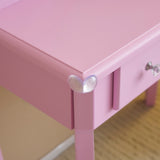 Kids Vanity Set with Mirror and Lights and Stool, 5 Storage Drawers, Pretend Play Princess Makeup 59165871
